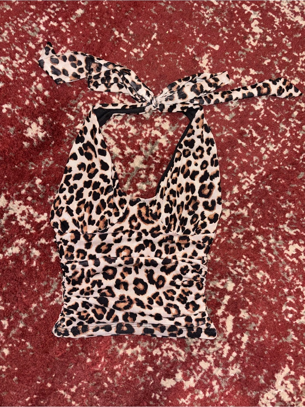 RSQ Leopard Halter Camisole in Beige, Black and Brown